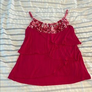 Wet Seal Red Tiered Ruffled Camisole
